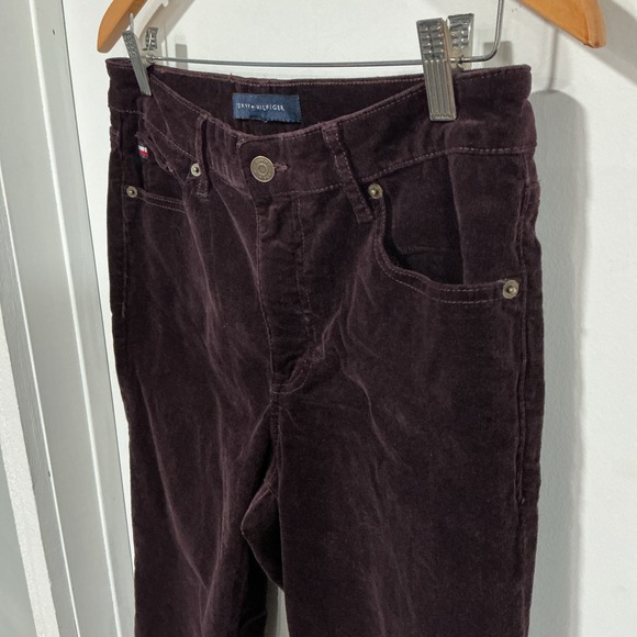 Tommy Hilfiger Pants - Tommy Hilfiger Tribeca Corduroy Maroon Straight Ankle Pants J3HK0554 Womens 10